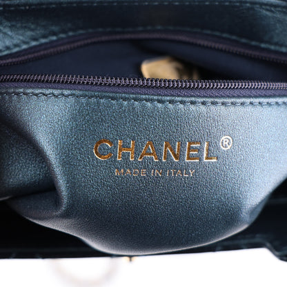 Chanel Metallic Aged Calfskin Quilted Nano Kelly Shopper Navy 6 of 10