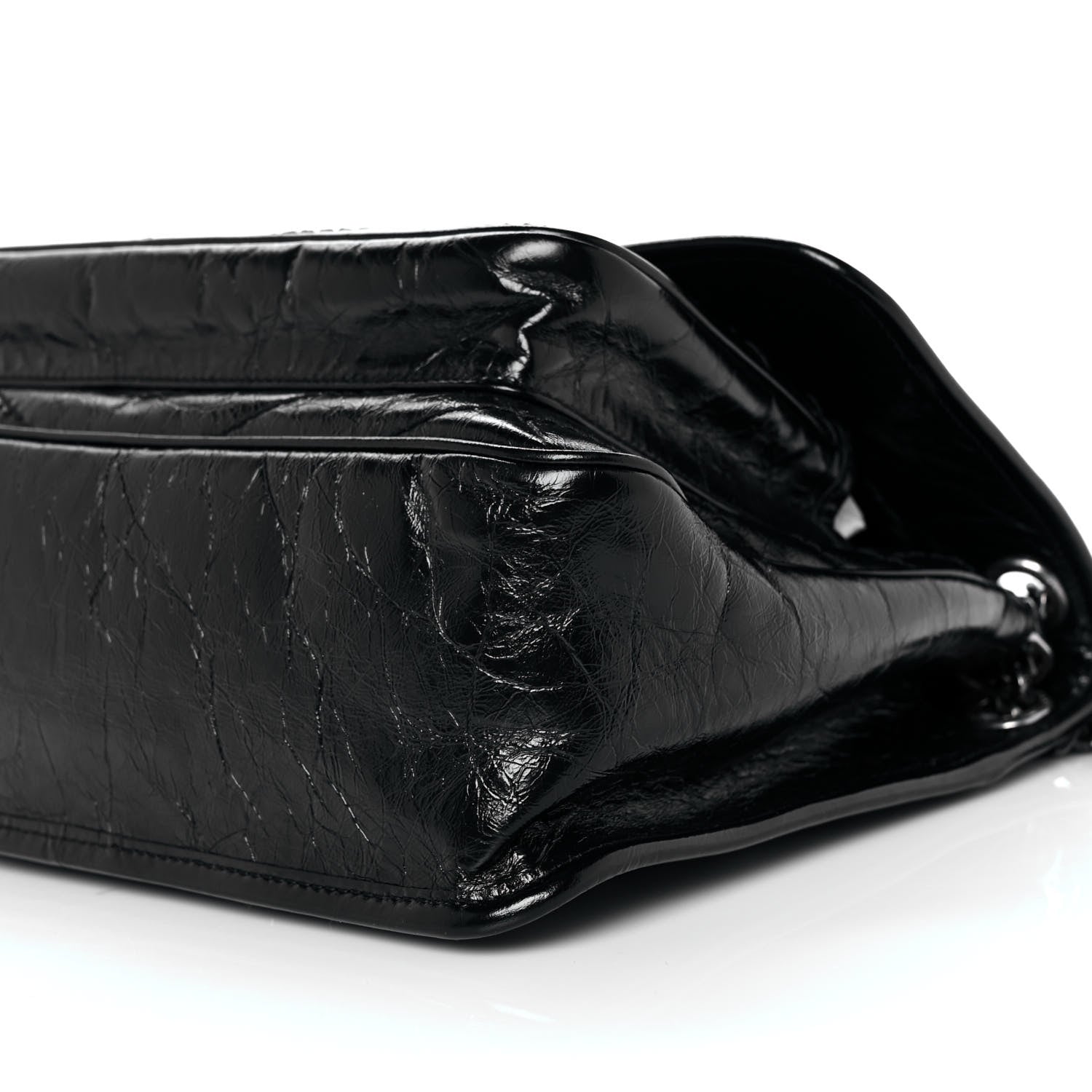 Saint Laurent Crinkled Calfskin Matelasse Monogram Medium Niki Chain Satchel Black 9 of 9