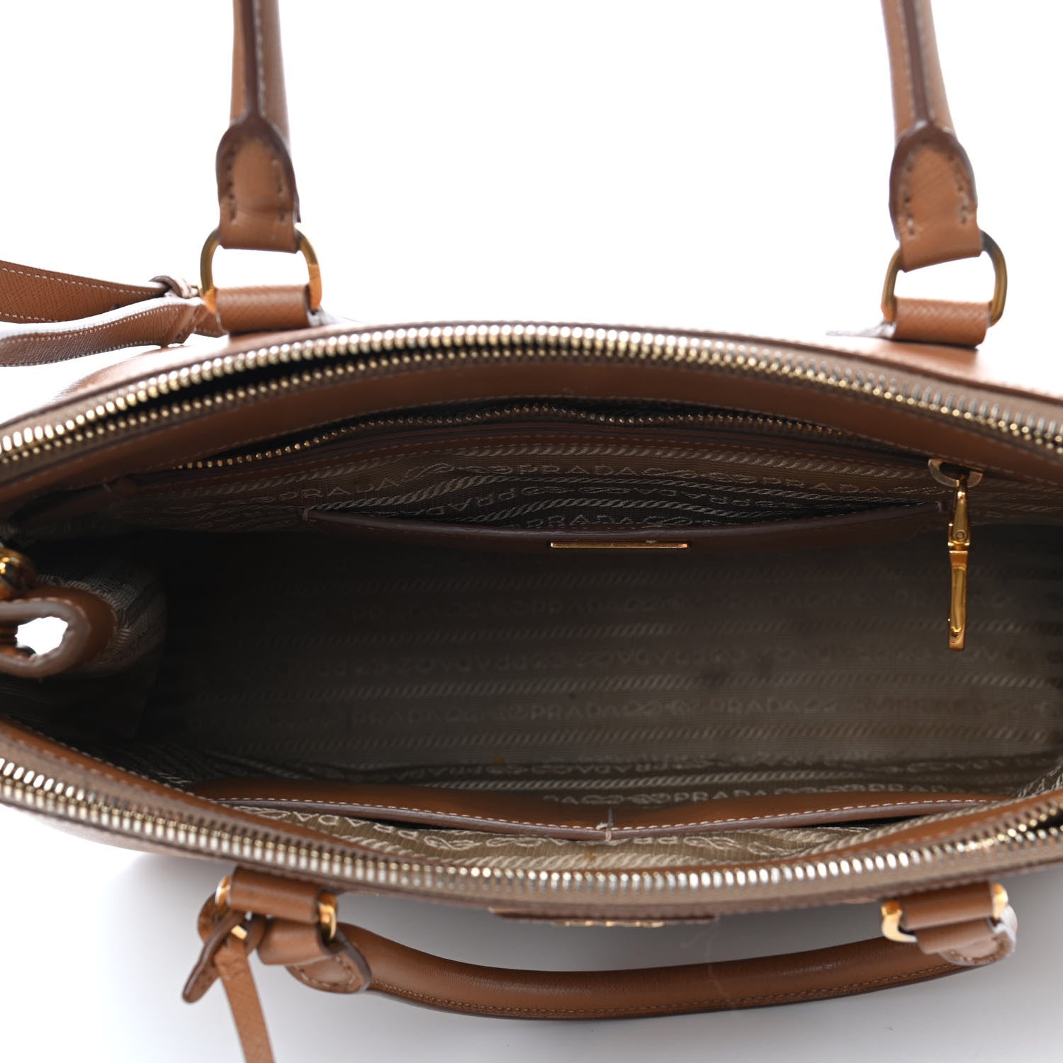 Prada Saffiano Medium Galleria Double Zip Tote Caramel 4 of 13
