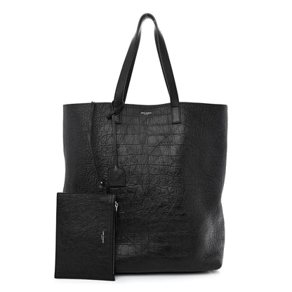 Saint Laurent Calfskin Crocodile Embossed Bold Shopper Tote Black 1 of 14