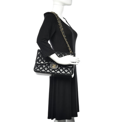 Chanel Lambskin Quilted Jumbo Double Flap Black 2 of 15