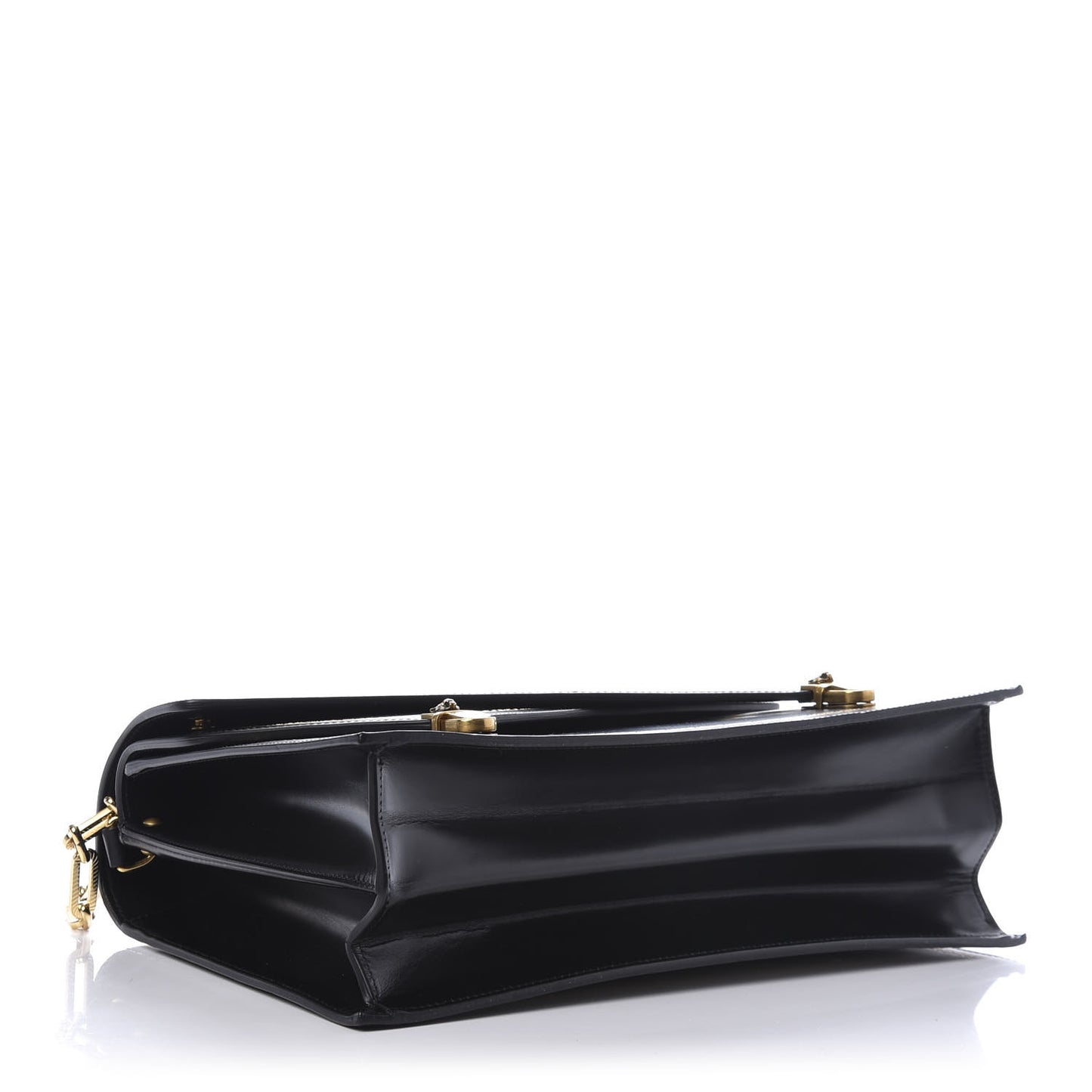 Smooth Calfskin Medium Ottilia Top Handle Bag Black