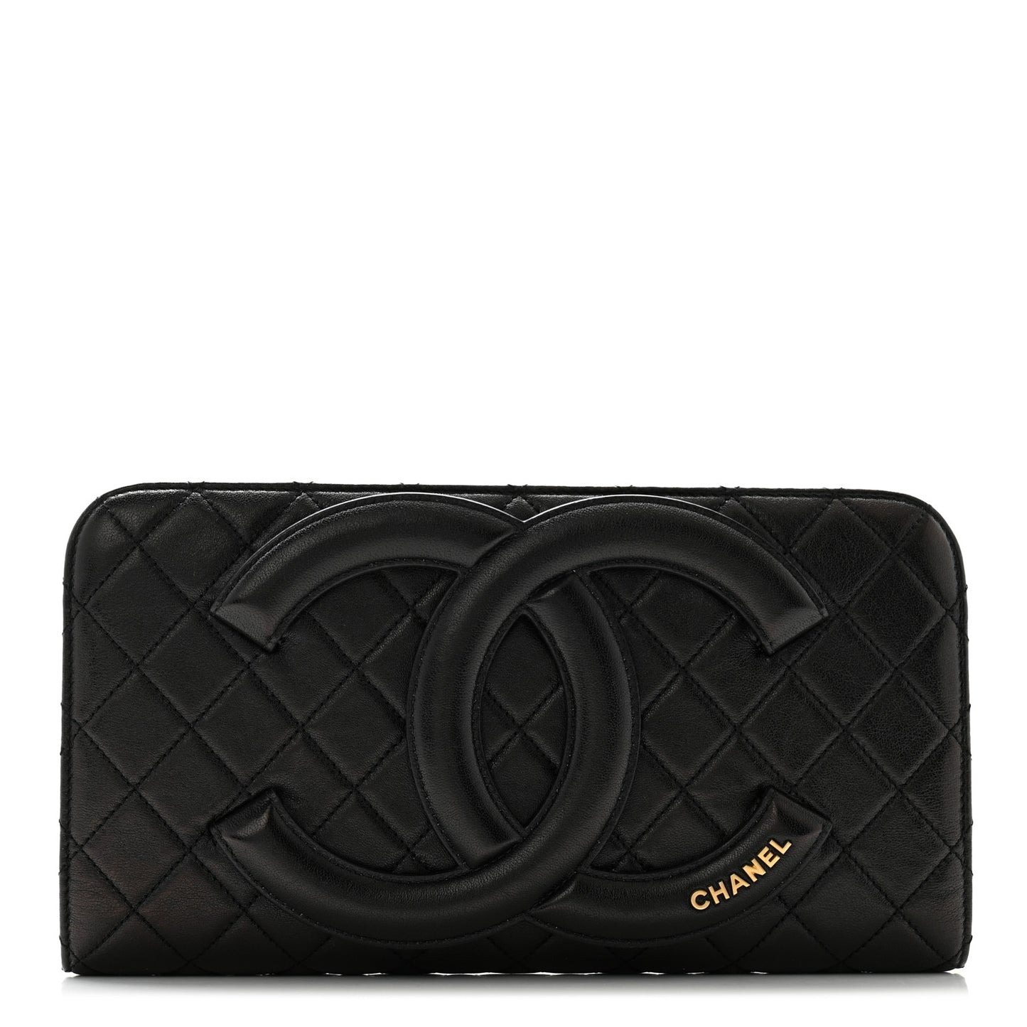 Lambskin Quilted Coco Midnight Clutch  Black
