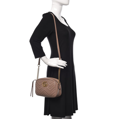 Gucci Calfskin Matelasse Small GG Marmont Chain Shoulder Bag Taupe 2 of 12