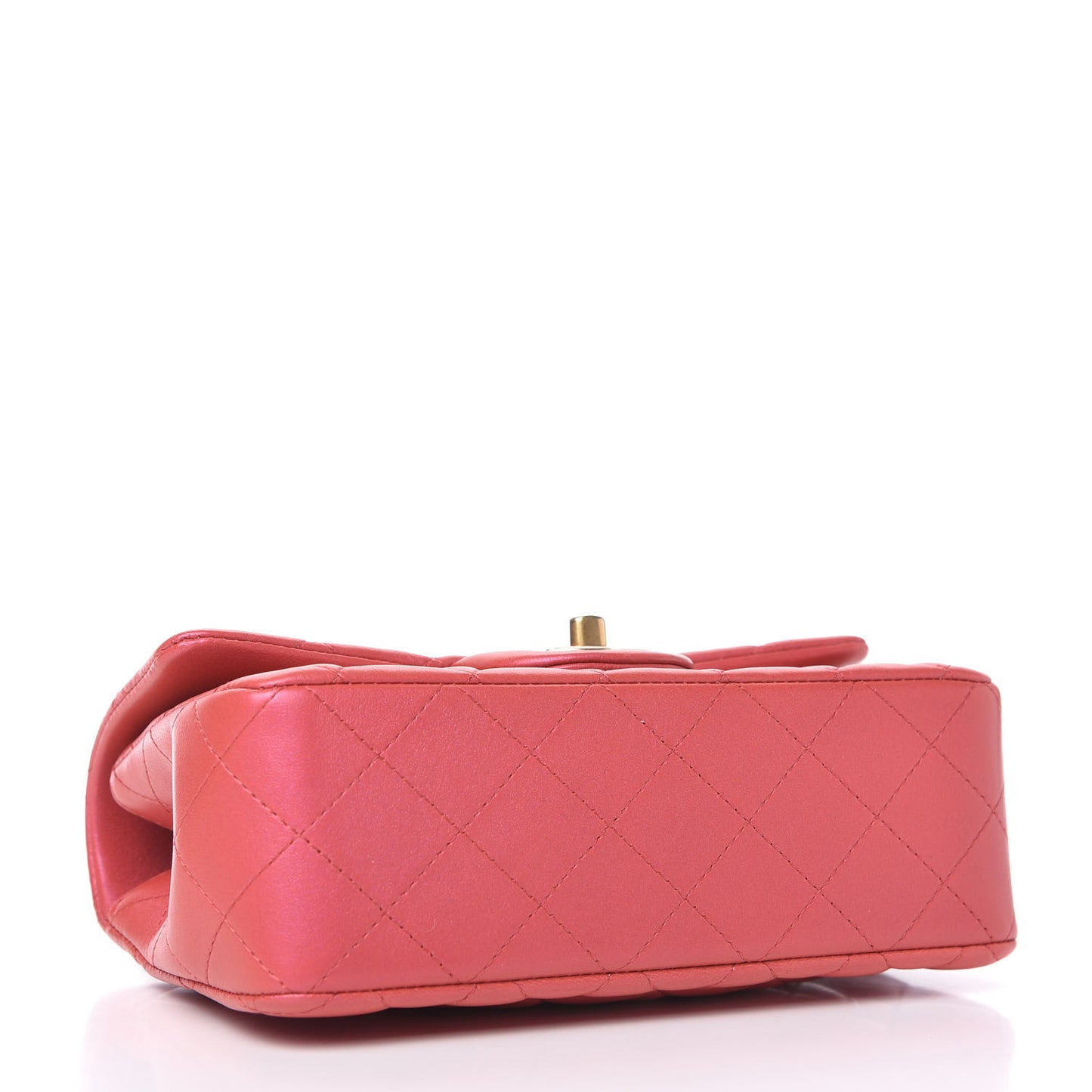 Iridescent Lambskin Quilted Mini Top Handle Rectangular Flap Red