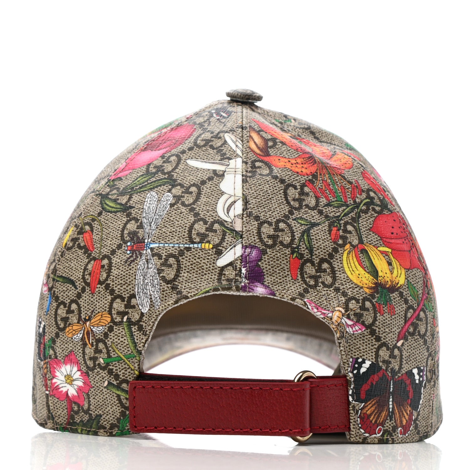 Gucci GG Supreme Flora Claudia Baseball Hat 57 M Red 5 of 9
