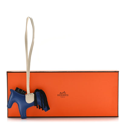 Hermes Milo Lambskin Grigri Rodeo Horse Bag Charm PM Bleu France Nata Bleu France Nata Black 5 of 5