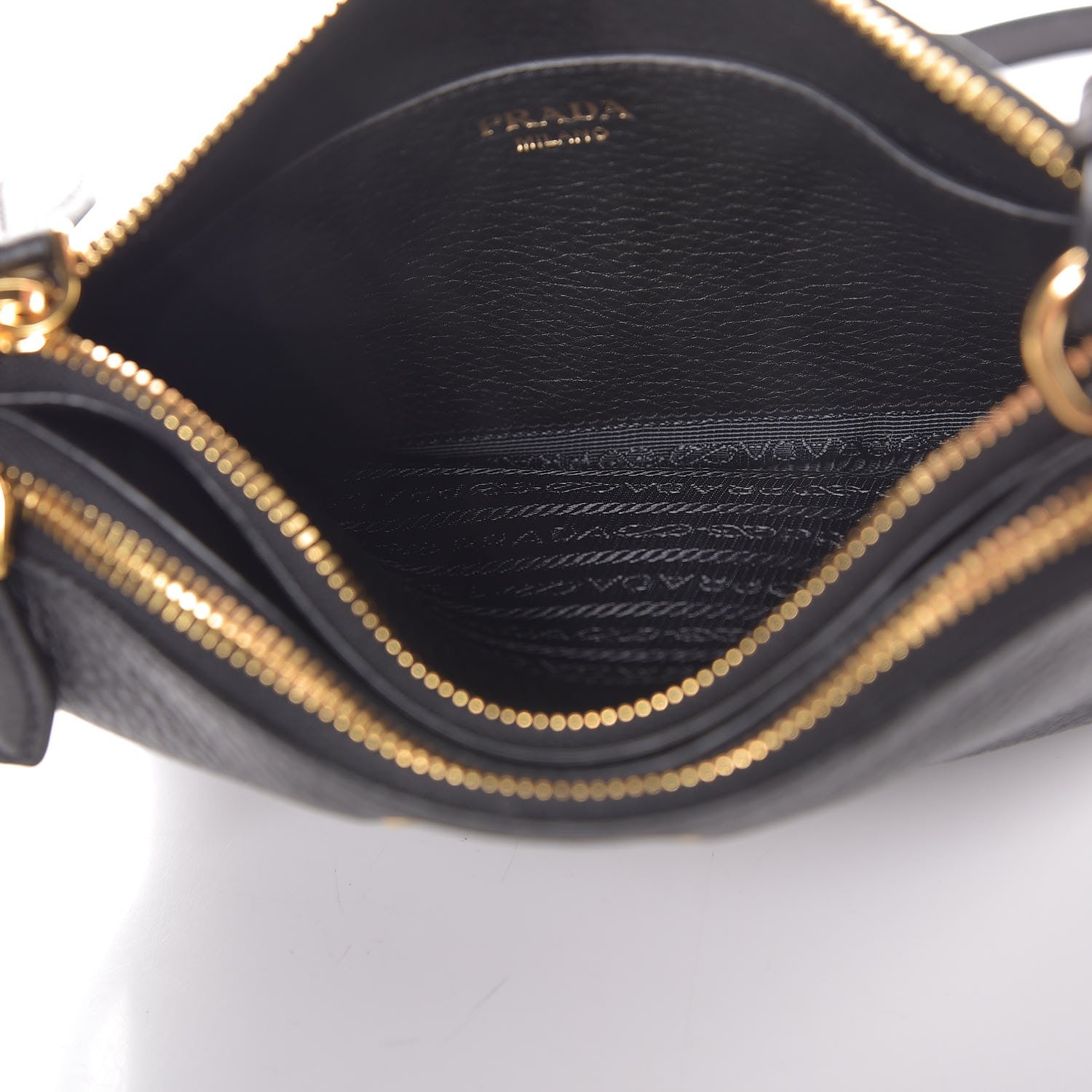 Prada Vitello Daino Double Zip Crossbody Bag Black 6 of 10