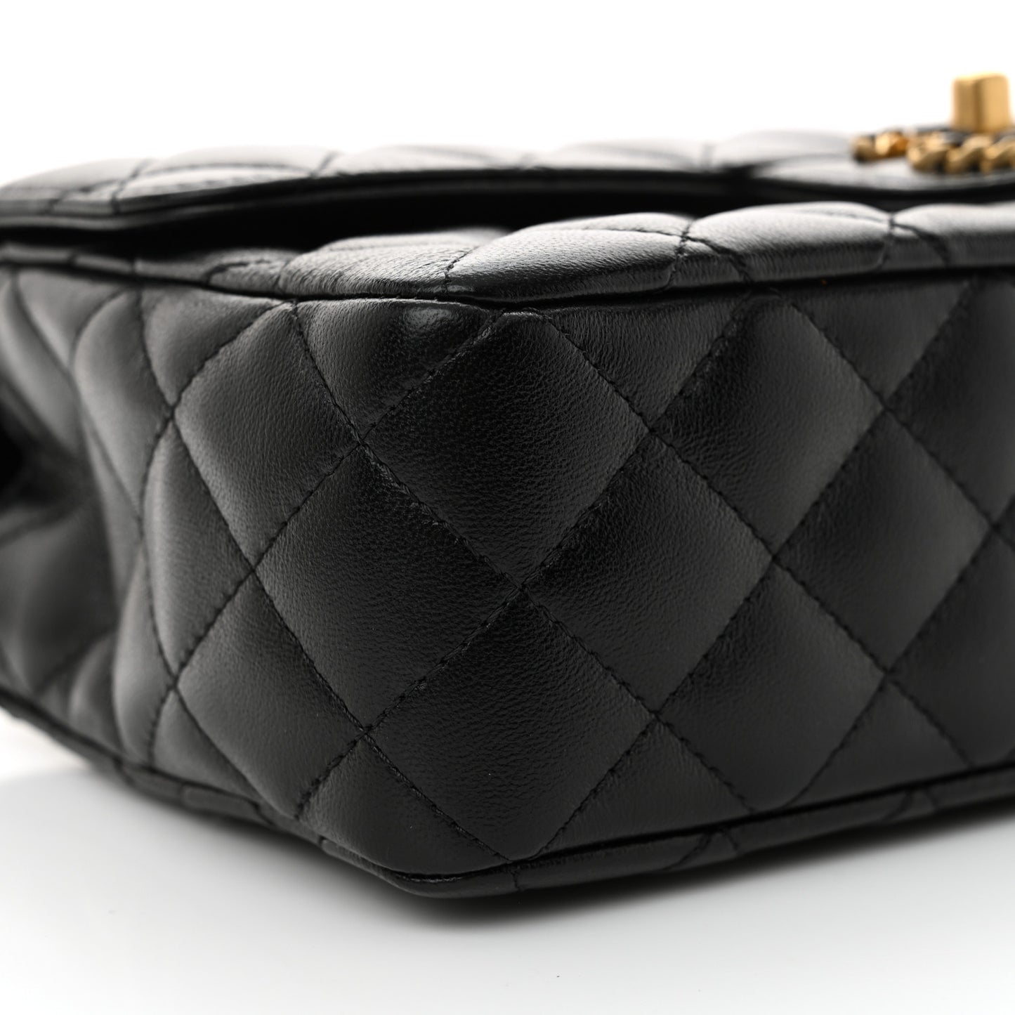 Lambskin Quilted Small Strass On Top Flap Bag Black