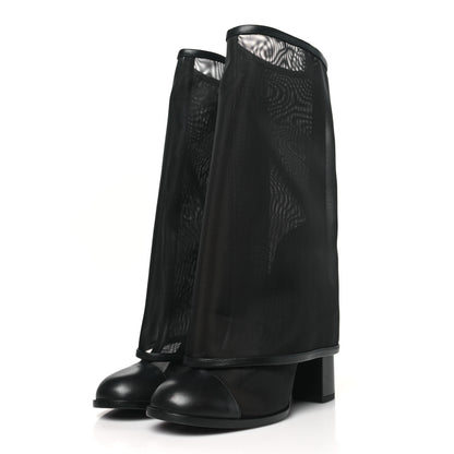 Chanel Mesh Lambskin Cap Toe Ankle Boots 38.5 Black 3 of 8