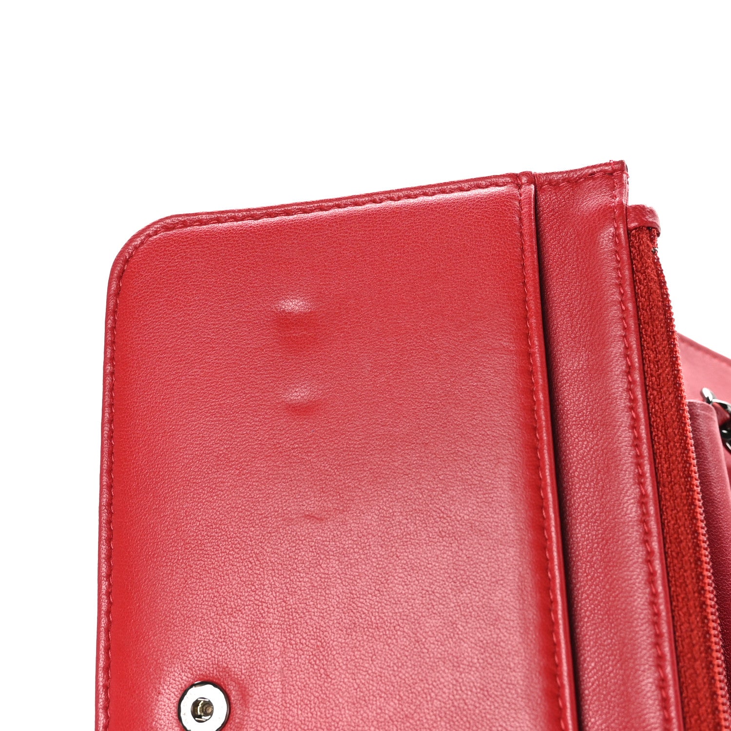 Chanel Lambskin Quilted CC Crossing Wallet On Chain WOC Red 12 of 12