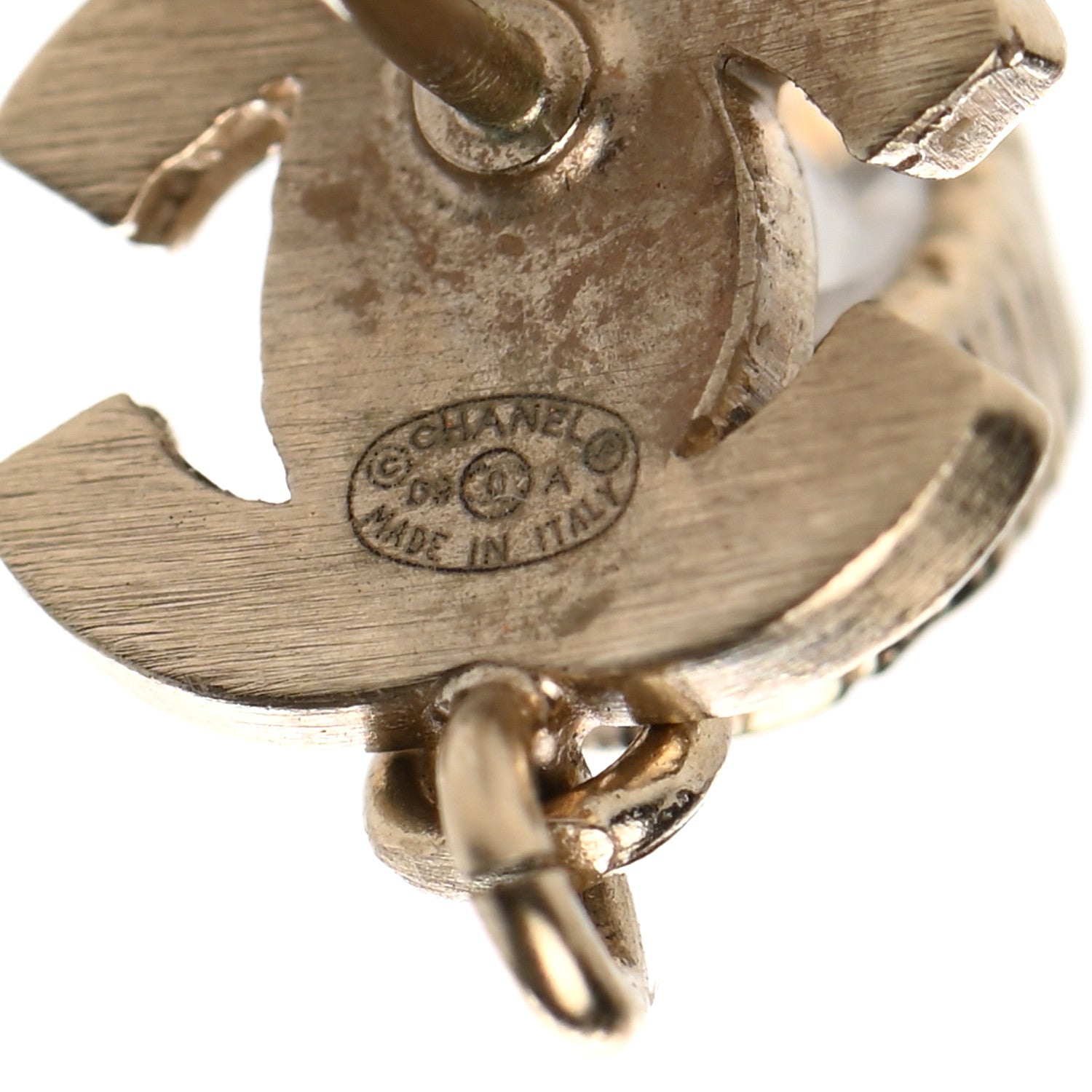 Chanel Crystal CC Drop Earrings Gold 4 of 5