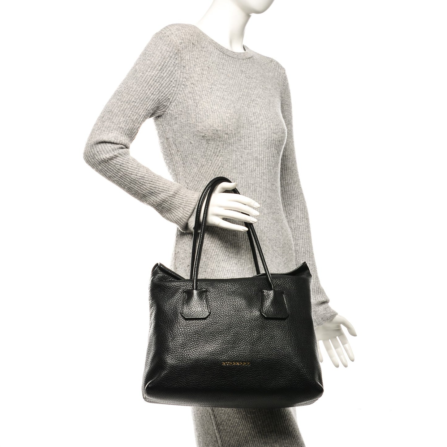 London Grainy Calfskin Medium Baynard Tote Black