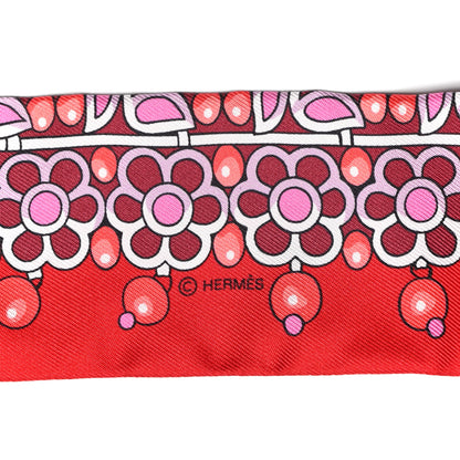 Hermes Silk Parures Des Maharajas Twilly Fuchsia Parme Rouge 4 of 5