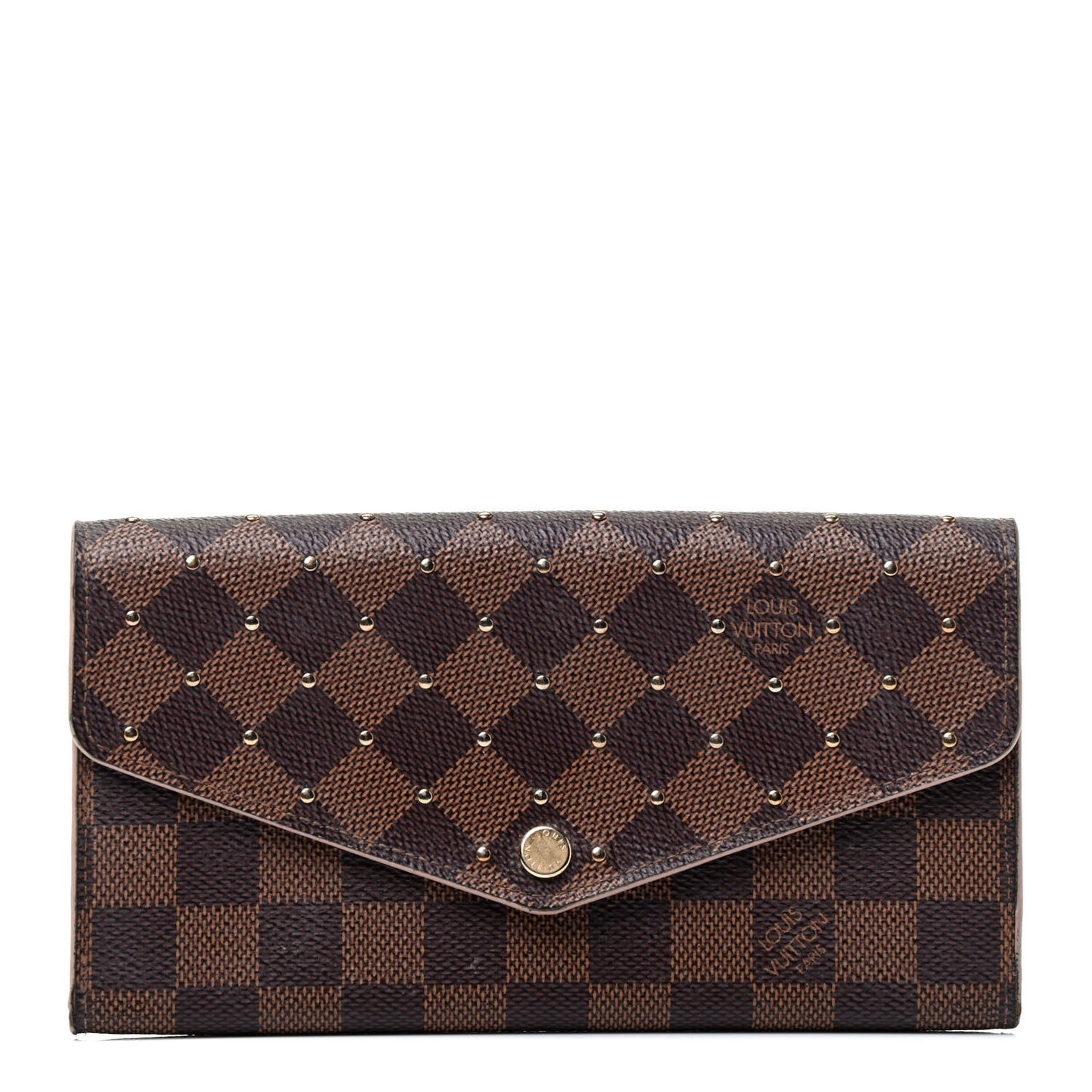 Damier Ebene Studded Sarah Wallet NM Rose Ballerine