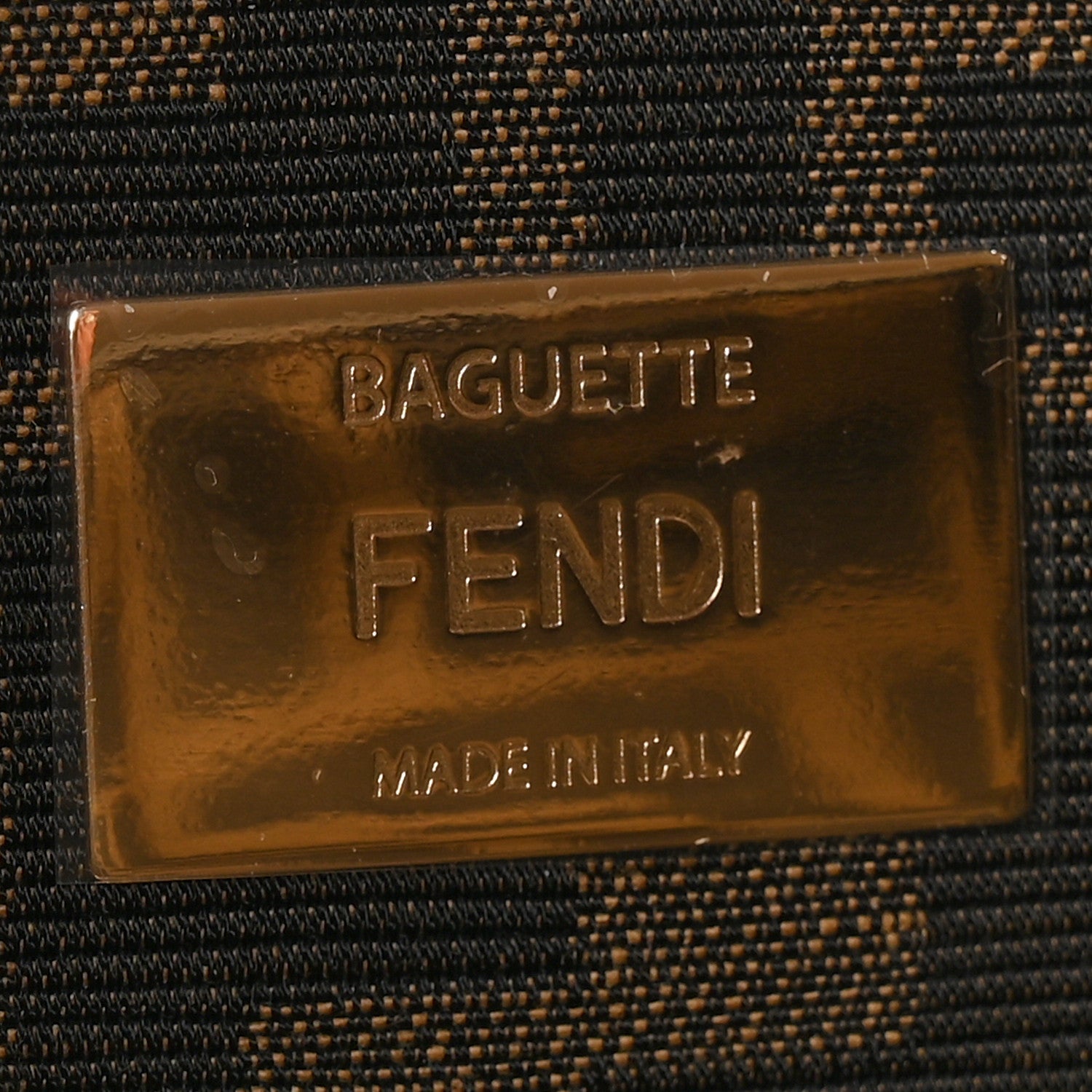 Fendi Fabric Jacquard FF 1974 Medium Baguette Tobacco Moro Black 6 of 11