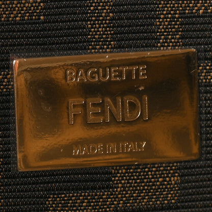 Fendi Fabric Jacquard FF 1974 Medium Baguette Tobacco Moro Black 6 of 11