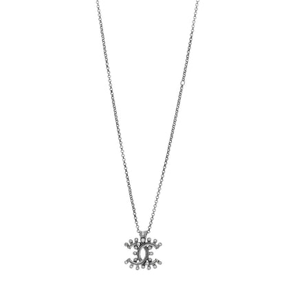 Chanel Crystal CC Pendant Necklace Silver 1 of 5