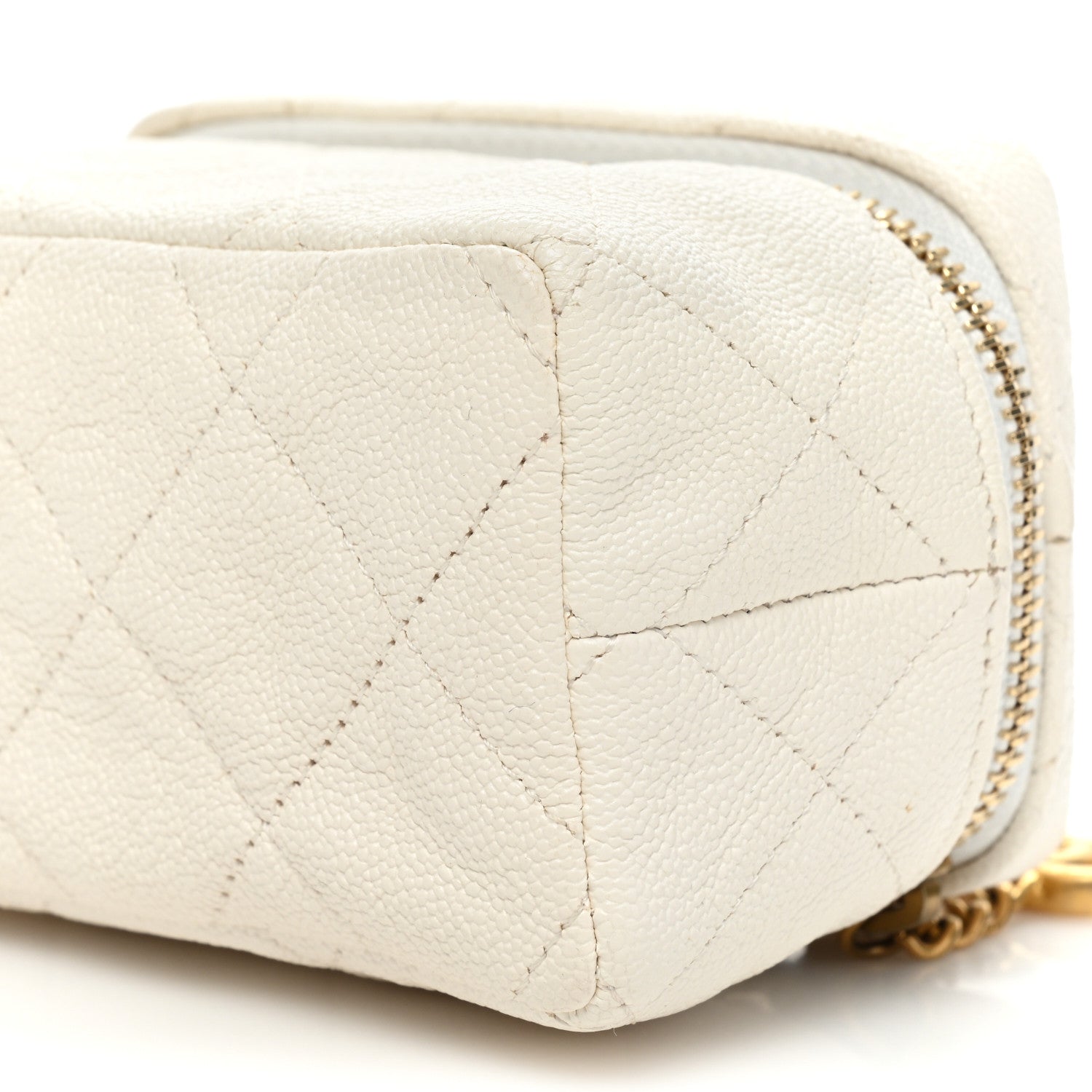 Chanel Caviar Quilted Mini Top Handle Vanity With Chain White 8 of 12