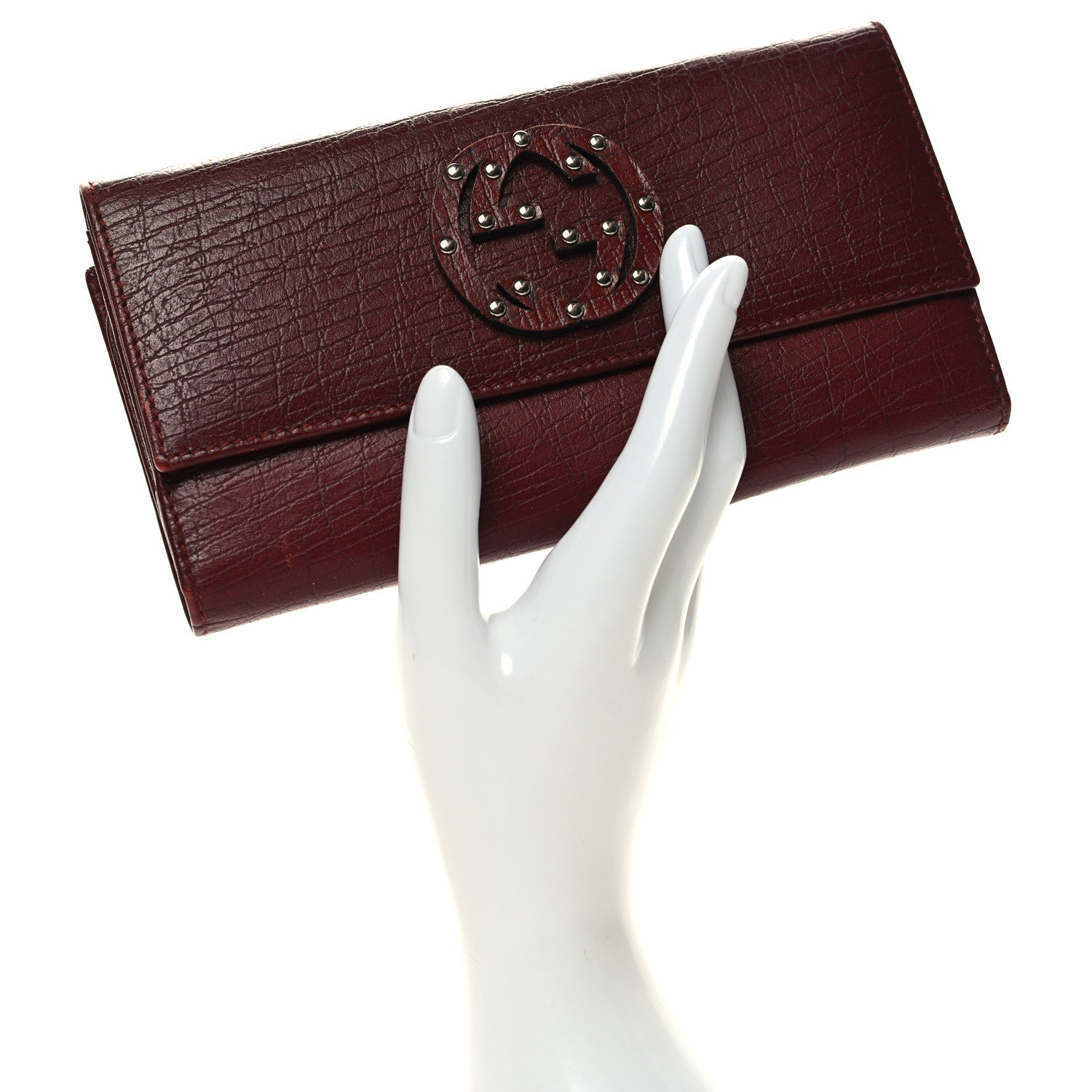 Gucci Calfskin Studded Soho Continental Wallet Red 2 of 12