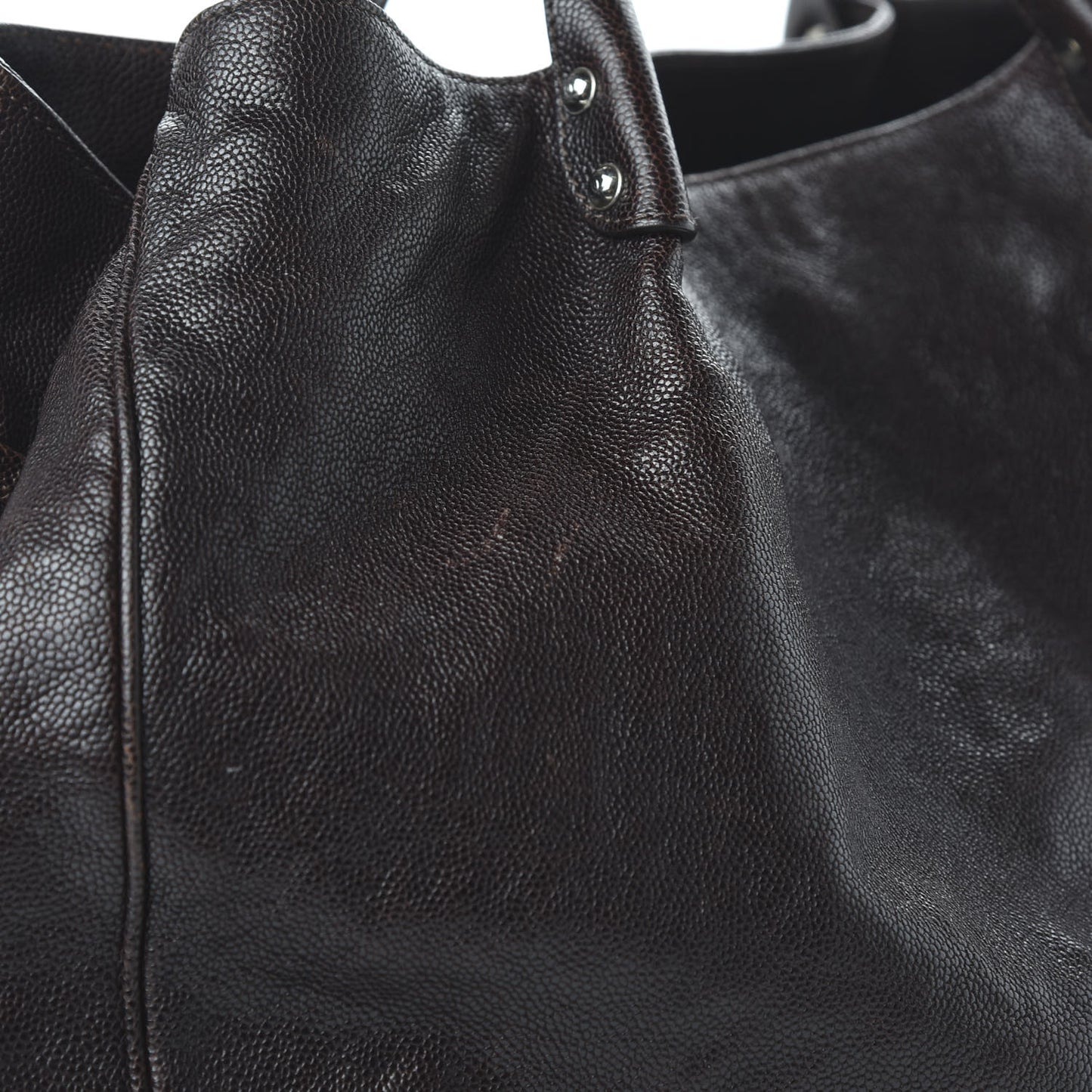 Glazed Caviar Large Pocket In The City Tote Brown