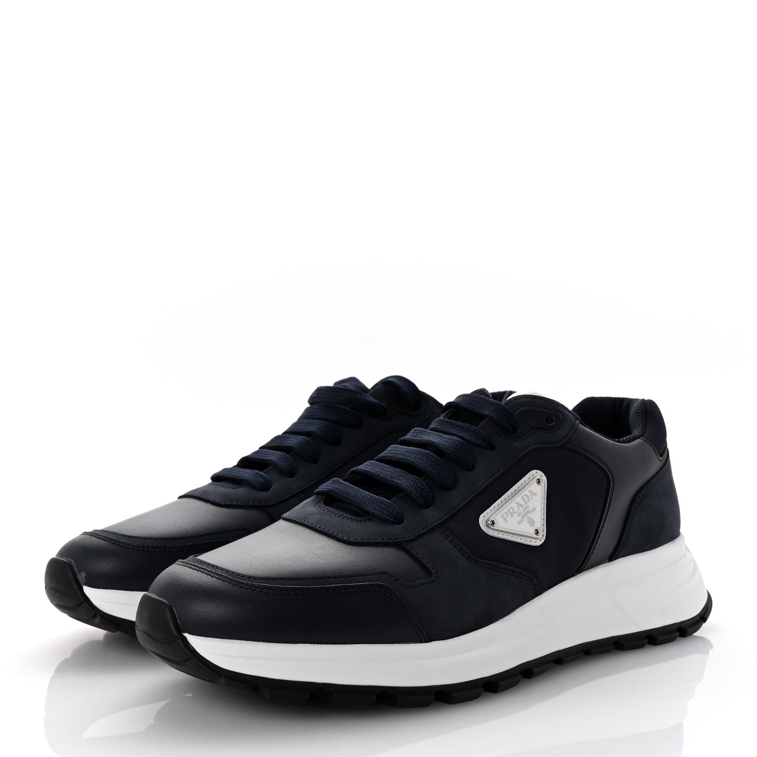 Prada Rois Nylon Triangle Logo Mens Low Top Sneakers 8.5 Bluette 4 of 10