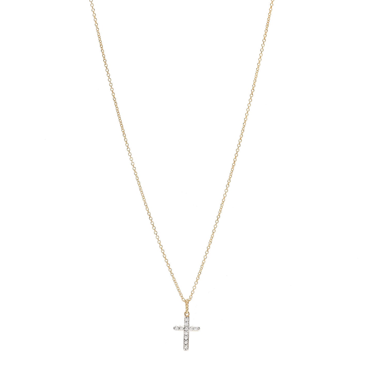 18K Yellow Gold Diamond Cable Collectibles Cross Necklace