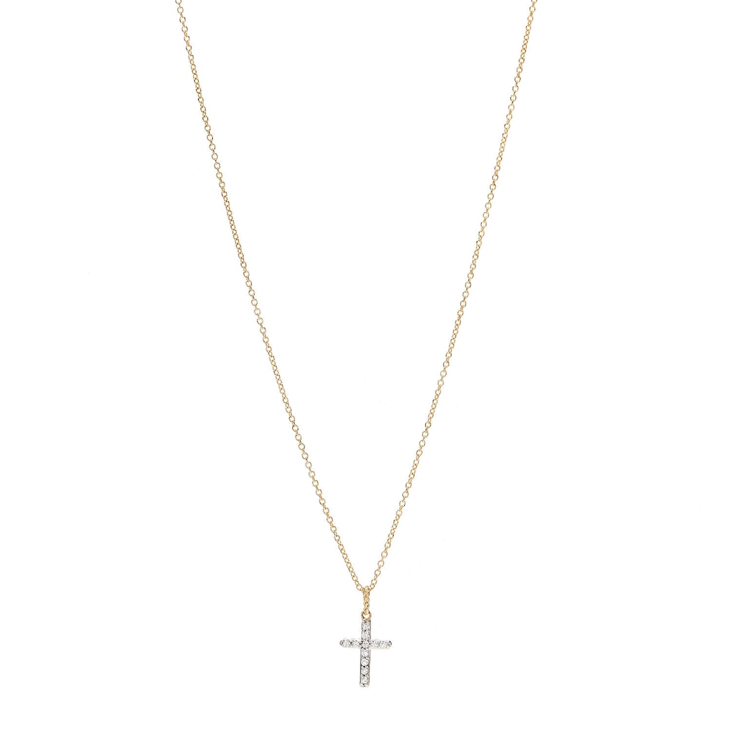 David Yurman 18K Yellow Gold Diamond Cable Collectibles Cross Necklace 1 of 6