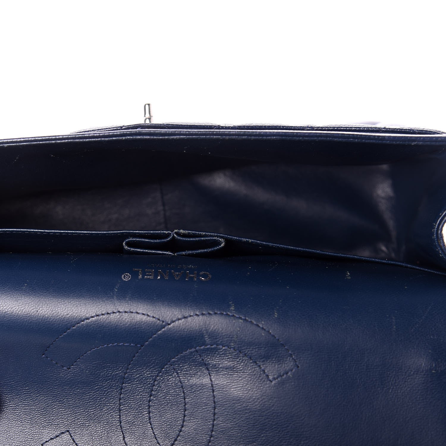 Chanel Caviar Quilted Jumbo Double Flap Navy Blue 6 of 12