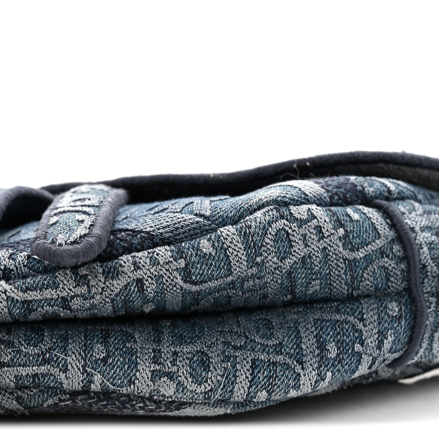 Oblique Embroidered Saddle Bag Denim Blue