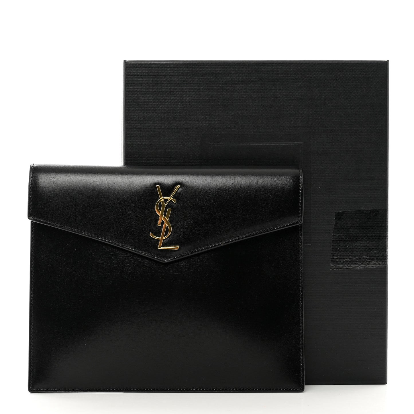 Smooth Shiny Calfskin Monogram Uptown Baby Pouch Black
