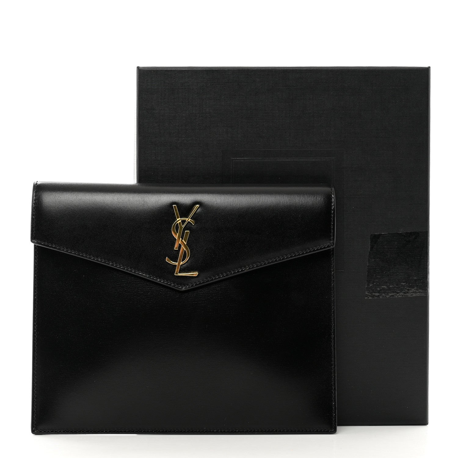 Saint Laurent Smooth Shiny Calfskin Monogram Uptown Baby Pouch Black 7 of 7