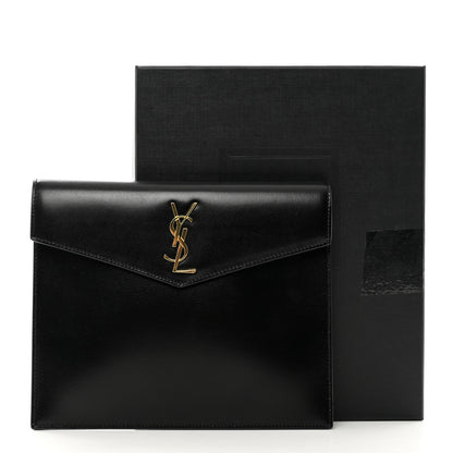 Saint Laurent Smooth Shiny Calfskin Monogram Uptown Baby Pouch Black 7 of 7