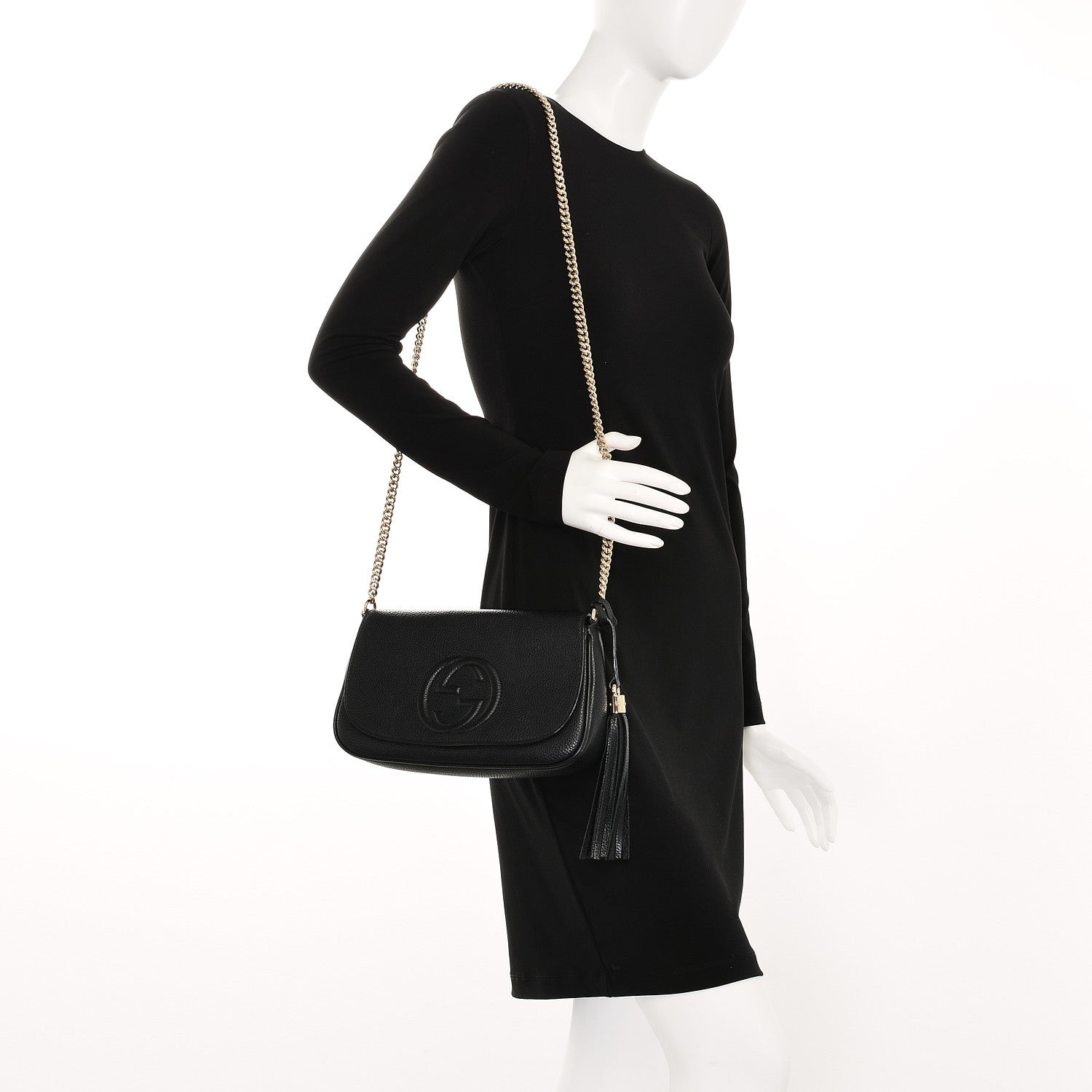 Gucci Pebbled Calfskin Medium Soho Flap Crossbody Black 2 of 9