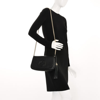 Gucci Pebbled Calfskin Medium Soho Flap Crossbody Black 2 of 9