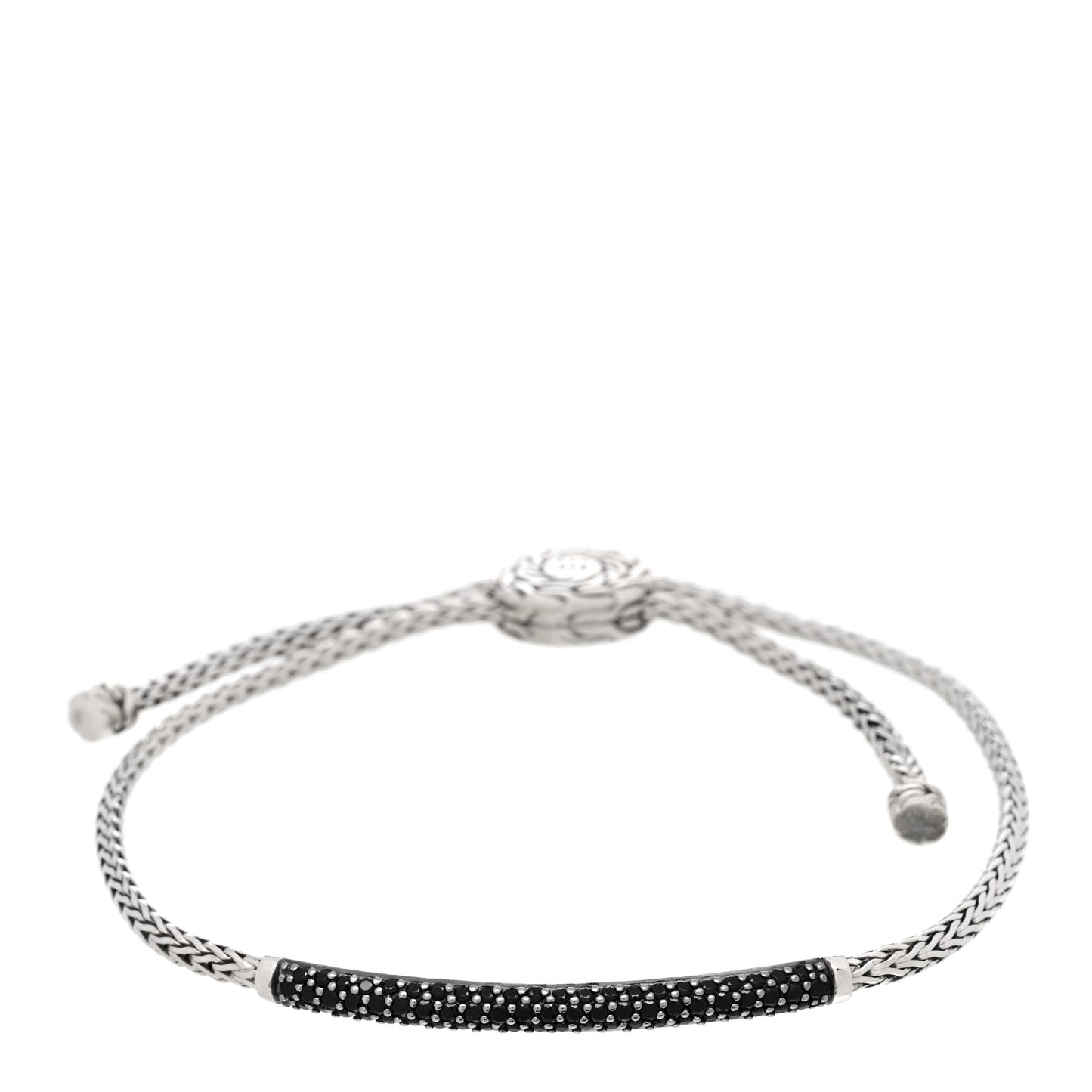 Sterling Silver Black Sapphire Classic Chain Pull Through Station Bracelet Black
