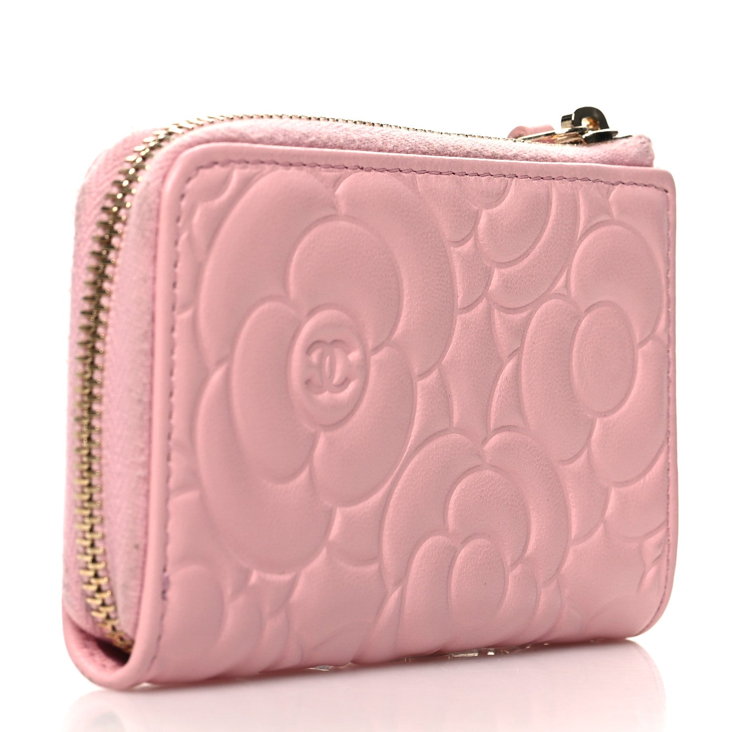 Chanel Caviar Camellia Embossed Key Holder Case Pink 3 of 11