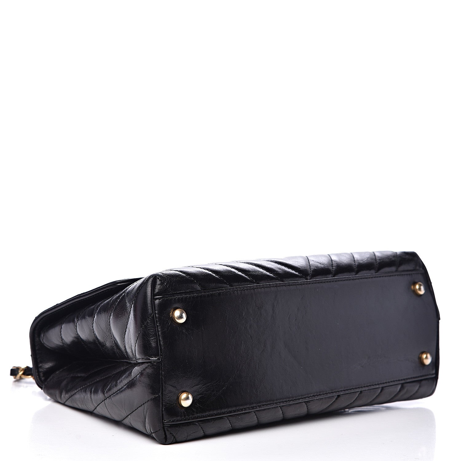 Chanel Calfskin Chevron Quilted Small Coco Handle Flap Black 3 of 16