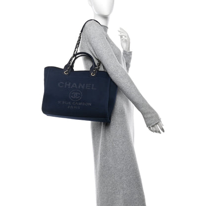 Chanel Mixed Fibers Small Deauville Tote Navy 2 of 12