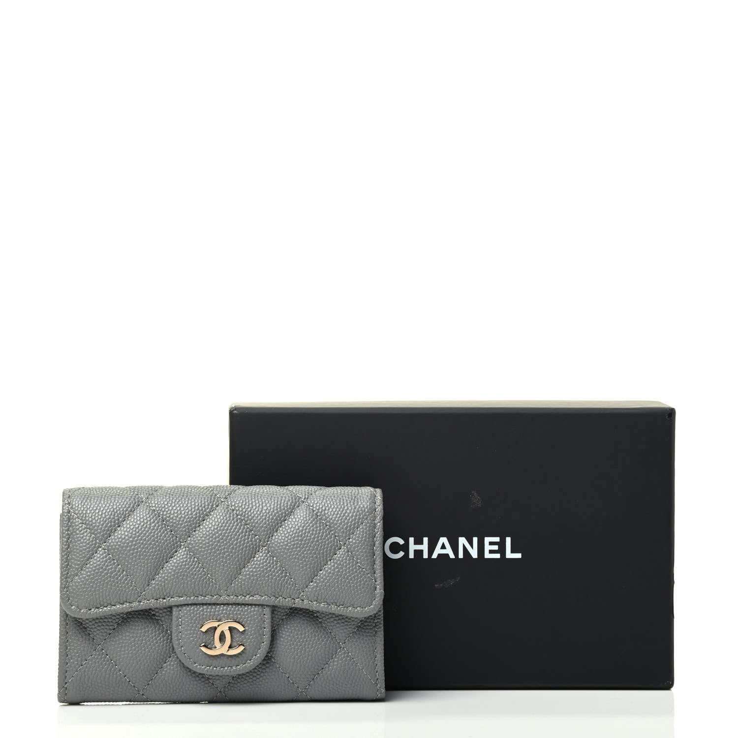 Chanel Caviar Quilted Flap Card Holder Wallet Dark Grey 4 of 4
