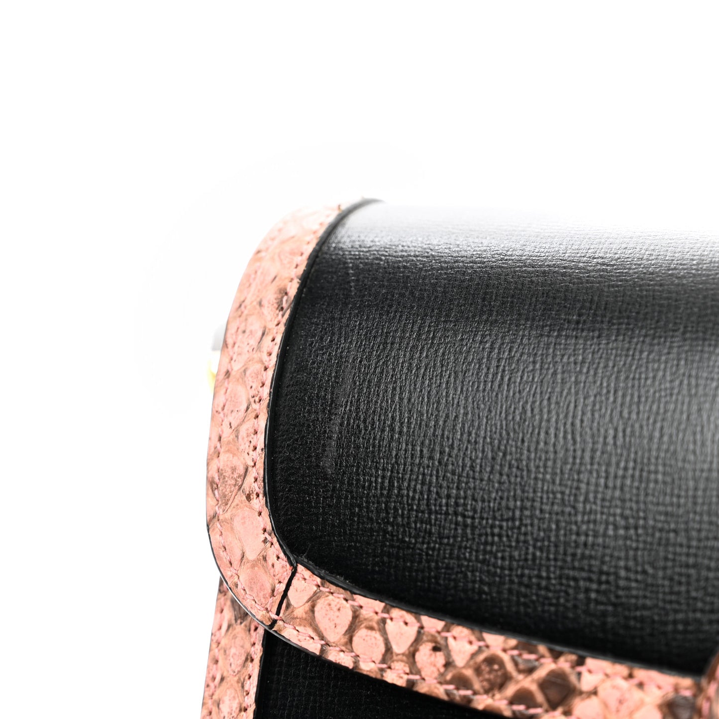 Azalea Calfskin Snakeskin Horsebit 1955 Shoulder Bag Black Pink