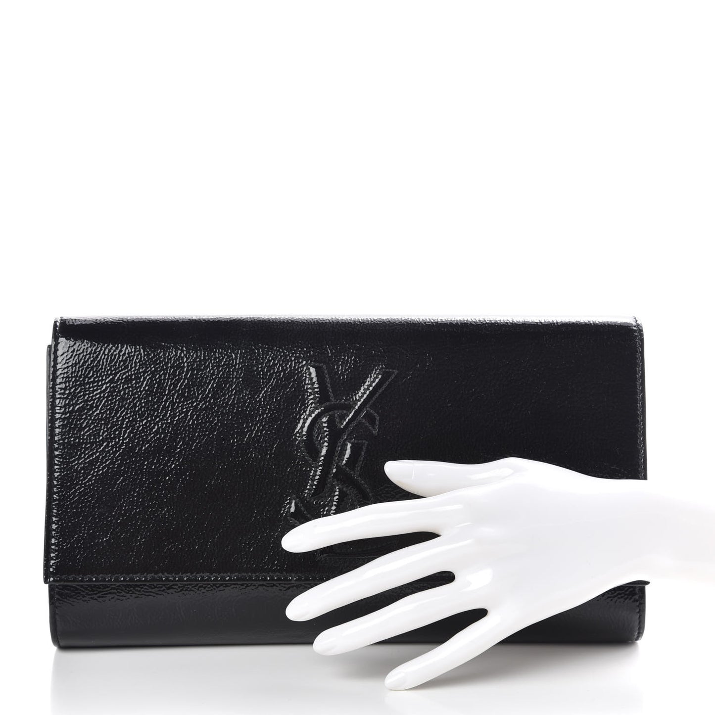 Textured Patent Monogram Large Belle De Jour Clutch Black