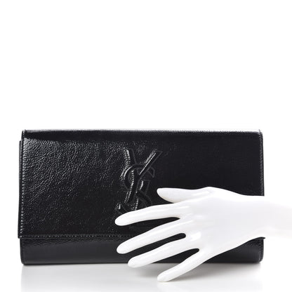 Saint Laurent Textured Patent Monogram Large Belle De Jour Clutch Black 2 of 8