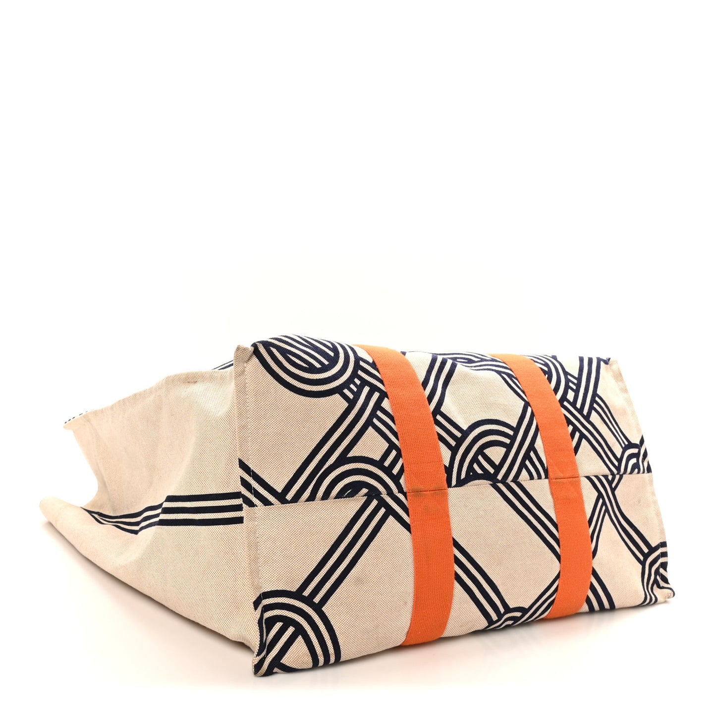 Cotton Canvas Noeuds Marins Beach Bag Orange Camel
