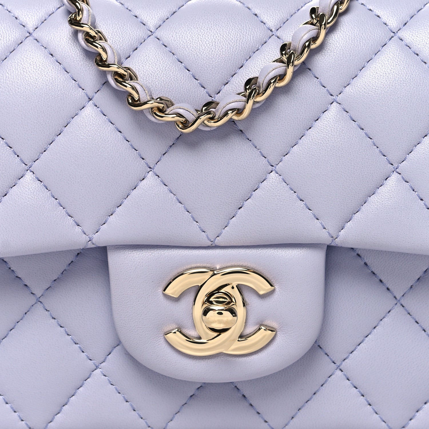 Chanel Lambskin Quilted Mini Top Handle Rectangular Flap Light Purple 8 of 10
