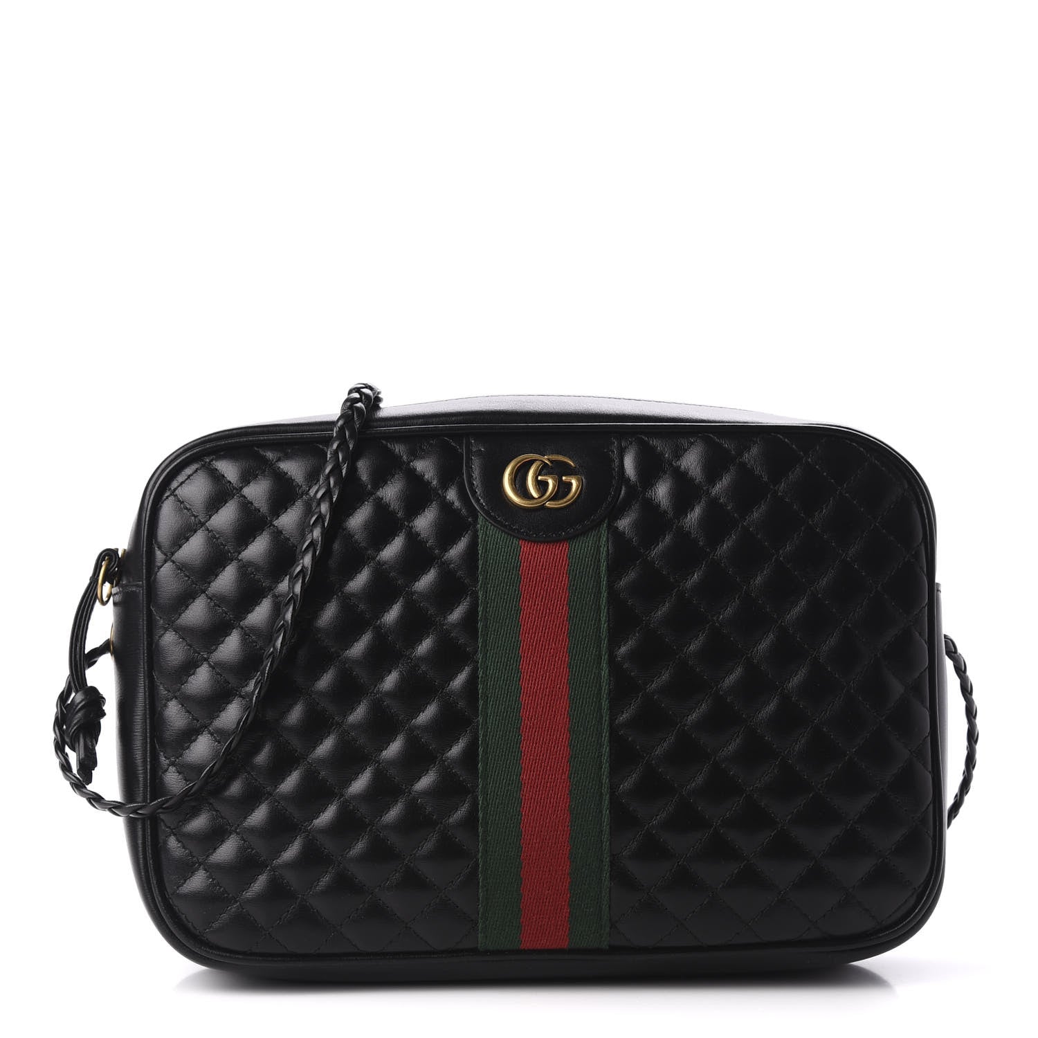 Gucci Calfskin Web Trapuntata Small GG Shoulder Bag Black 1 of 9