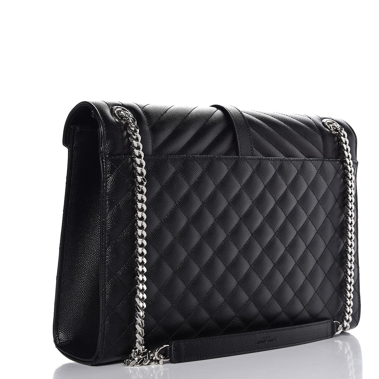 Grain De Poudre Textured Mixed Matelasse Large Triquilt Monogram Satchel Black