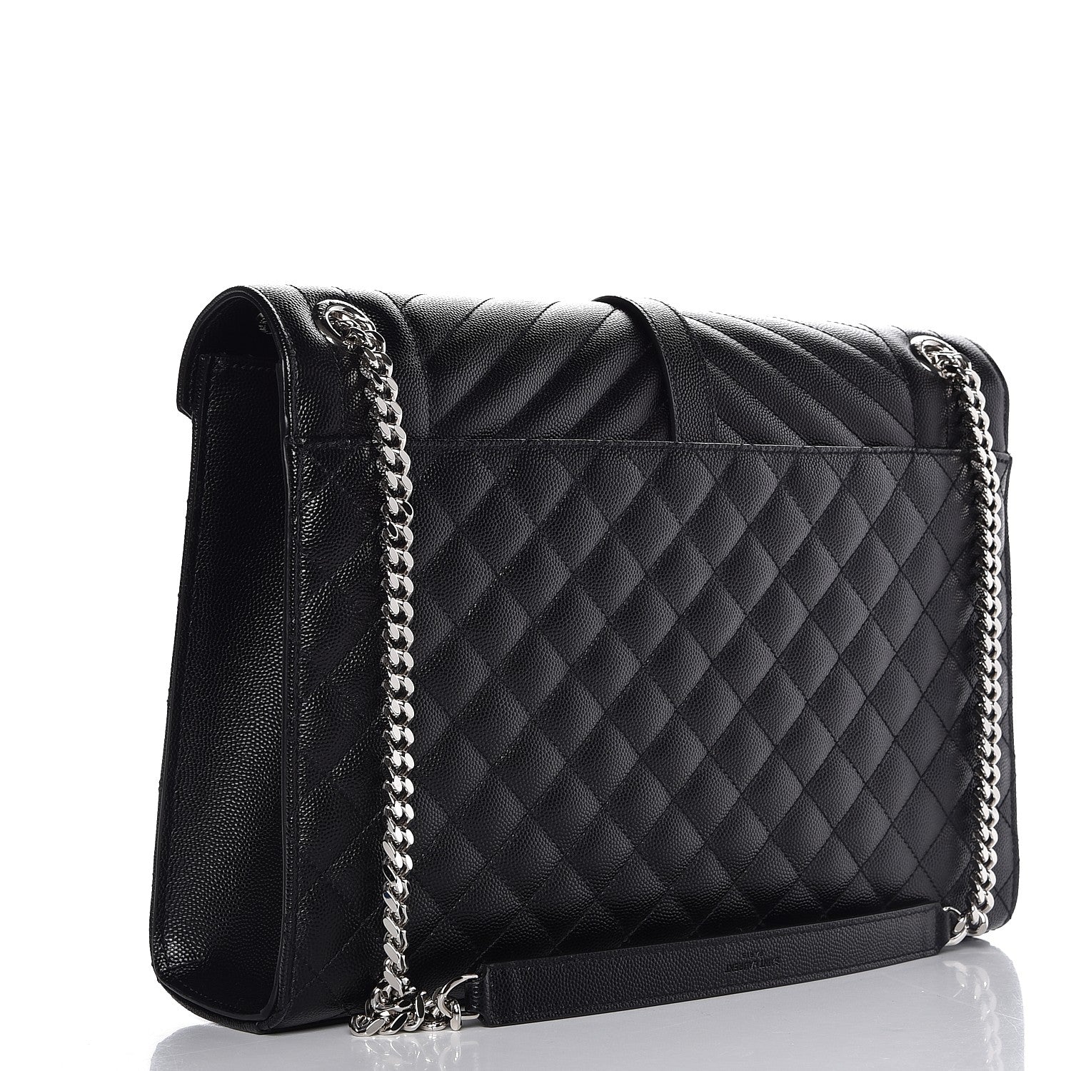 Saint Laurent Grain De Poudre Textured Mixed Matelasse Large Triquilt Monogram Satchel Black 3 of 8