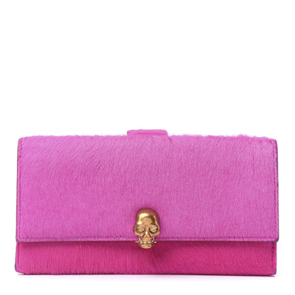 Alexander McQueen Calf Hair Skull Continental Wallet Bright Pink 1 of 8