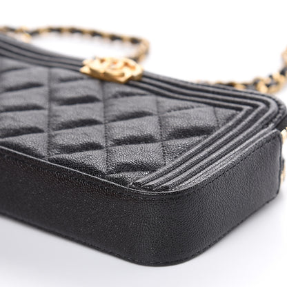 Chanel Caviar Quilted Small Boy Clutch With Chain Black 10 of 10